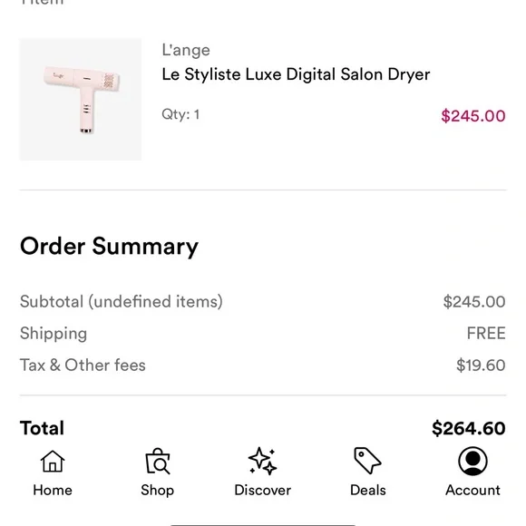 L'ange Pink Hair Dryer with Attachments